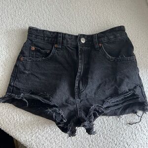 Zara black denim shorts